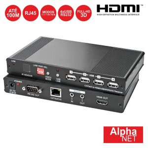 Receptor HDMI/4xUSB/Rs232/Ir Via RJ45 100m Alphanet - (CT379R)