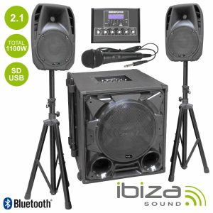 Conjunto Som Bi-Amplificado USB/SD/BT 1100Wmáx IBIZA - (CUBE1100-BT)