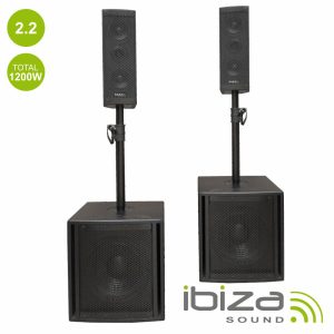 Conjunto Som Bi-Amplificado USB/SD/BT 1200Wmáx IBIZA - (CUBE204)