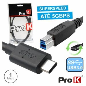 Cabo USB-C 3.0 Macho / USB-B Macho 1M PROK - (CUSB316/1)