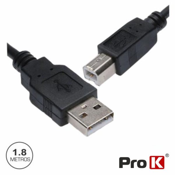 Cabo USB-A 2.0 Macho / USB-B Macho Preto 1.8m PROK - (CUSB349)