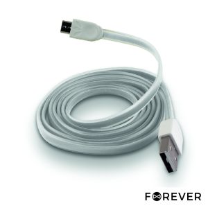 Cabo Flat USB-A 2.0 Macho / Micro USB-B Branco 1M FOREVER - (CUSBB-01WH)