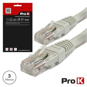 Cabo UTP CAT5E Cinzento 3m PROK - (CUTP5E3B)