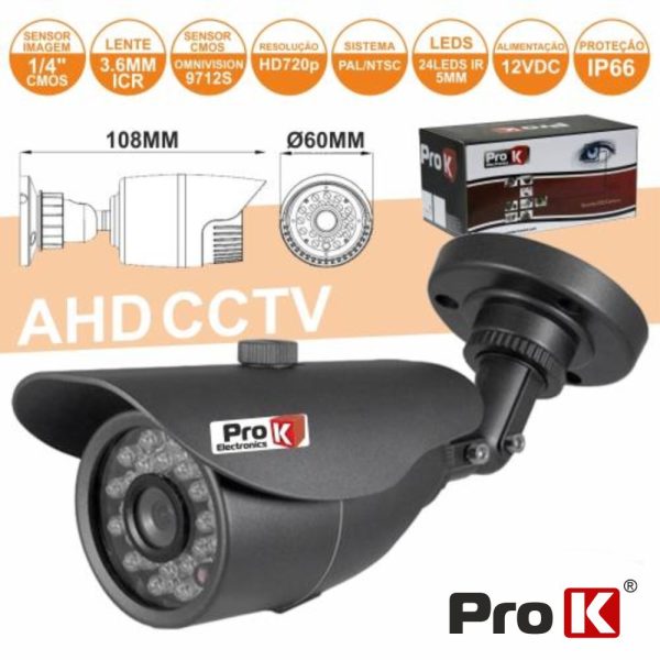 Câmara Vigilância Ahd Cmos 1mp Cores 1000l 1/4" Ip66 Prok - (CVC030LA)