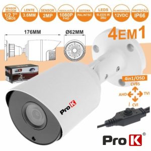 Câmara Vigilância 4in1 Ahd/Cvi/TVi/Cvbs 2mp Ip66 PROK - (CVC101LA)