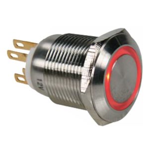 Interruptor Redondo Metal (On)-Off 12V 12mm 4p Vermelho - (DCSW965R)