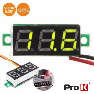 Voltimetro Digital LED Verde 2.5v-30Vdc PROK - (DIGIVOL30C)