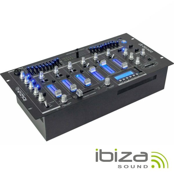 Mesa De Mistura 19" 5u 6 Canais Com USB-BT Preta IBIZA - (DJM102-BT)