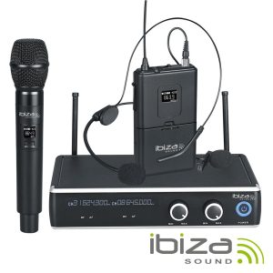 Central Microfone S/ Fios 2 Canais UHF 863.9/864.9mhz IBIZA - (DR20UHF-HB)