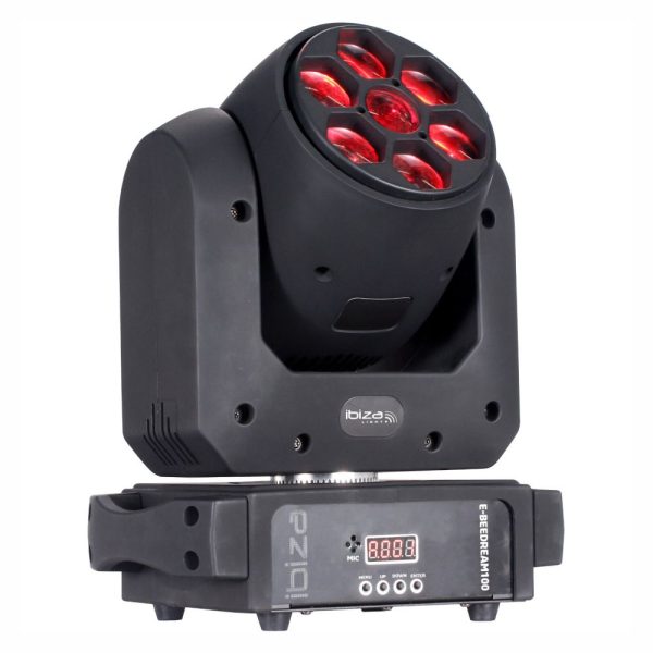 Moving Head 100W Spot + 6x10W RGBW DMX Mic IBIZA - (E-BEEDREAM100)