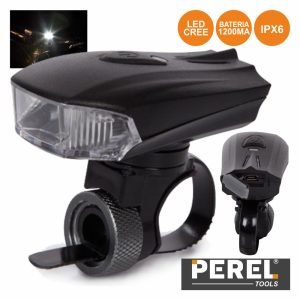 Luz LED Cree Dianteira P/ Bicicleta USB Bateria Ipx6 Perel - (EBL22)