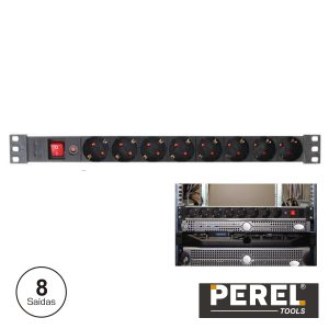 Tomada Elétrica C/ 8 Saídas Interruptor Proteção P/ Rack 19" - (EBP08PDU-G)