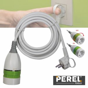 Cabo Extensão Tomada Elétrica 1x Schuko 5m Branco PEREL - (EC05W-G)