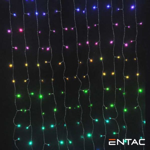 Luzes de Natal 144 LED RGB Cortina 1x1.5m C/ Comando ENTAC - (ECCL-144-RGBIR)