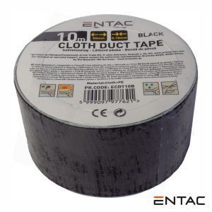 Fita Adesiva de Tela Profissional 50mm x 10m Preta ENTAC - (ECDT10B)