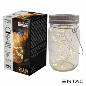 Frasco Decorativo 20 LEDS 3000K C/ Carregamento Solar ENTAC - (ECL-20-SBL)