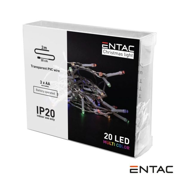 Luzes de Natal 20 LED Multicor a pilhas 2m ENTAC - Image 2