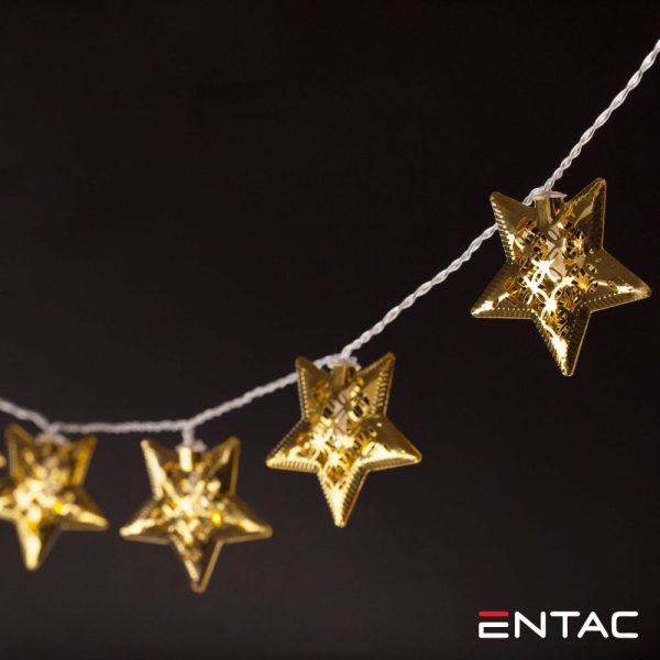 Luzes de Natal 10 LED Estrelas Metálicas a pilhas 1.65m - (ECL-MGS-10WW)