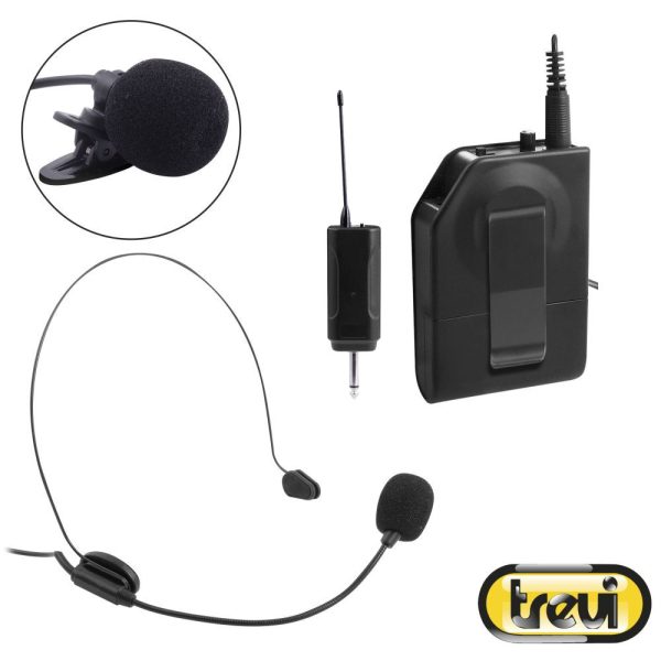 Microfone Headset S/ Fios C/ Transmissor Preto TREVI - (EM408R)