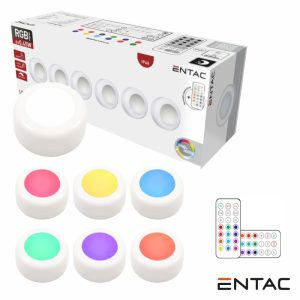 Conjunto De 6 Apliques LED RGB+W C/ Comando IP40 ENTAC - (EMPNL-0.45W-RGB)