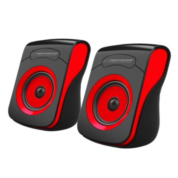 Conjunto 2 Colunas Pc 2.0 2x3W USB Preto/Vermelho Flamenco - (EP140KR)