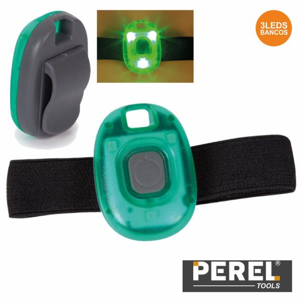 Lanterna 3 LEDS P/ Desporto C/ Faixa Elástica E Velcro Perel - (ESP1)