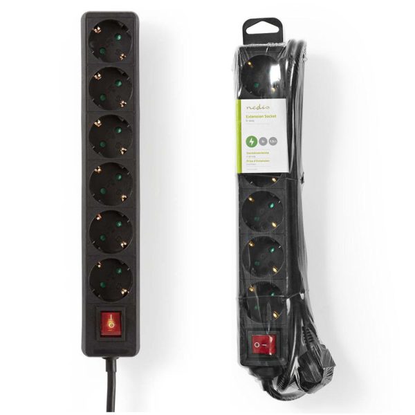 Extensão Elétrica 6x Schuko C/ Interruptor 1.5m - (EXSO615F2BK)