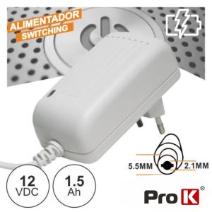 Alimentador Switching 12V 1.5A Branco PROK - (FAS12V1.5AW)