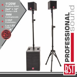 Sistema de Som Bi-Amplificado Pro 2.1 1120W Dsp BST - (FIRST-S2.1)