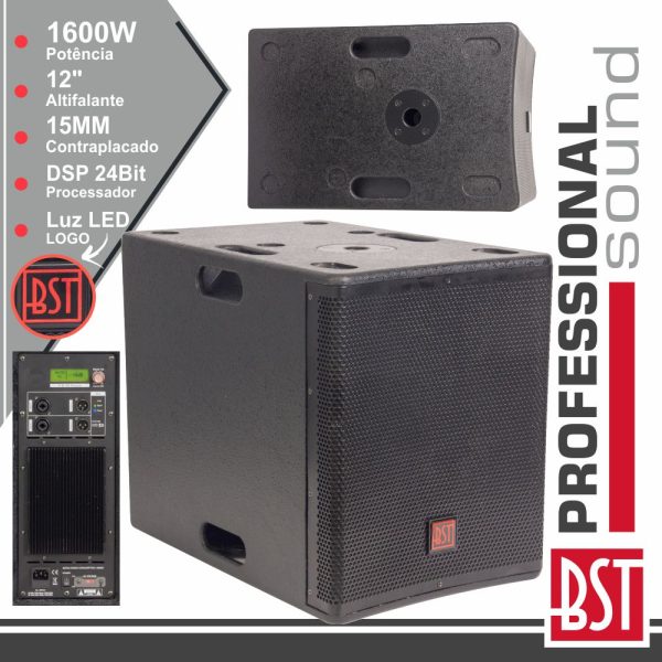 Grave SubWoofer Amplificado Pro 12" 1600W Dsp BST - (FIRST-SA12SDSP2)