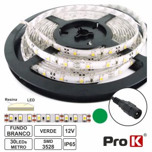 Fita 150 LEDS 3528 Impermeável Verde 12V 5m PROK - (FL11G)