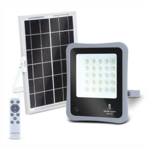 Kit Foco LED C/ Painel Solar 50W 6500K 500lm Cinzento - (FPLE50CW-SOLAR(A))