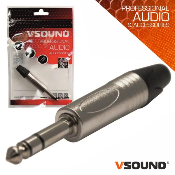 Ficha Jack 6.35mm Macho Niquelada St VSOUND - (FPS301A)