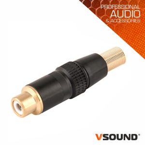 Ficha Rca Femea Preta Metálica / Dourada VSOUND - (FPS408A)