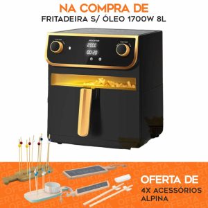 Fritadeira S/ Óleo 1700W 8L C/ OFERTA 4x Acessórios Alpina - (FRIT/ALPINA02)