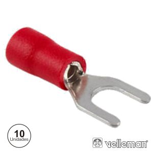 Terminal Forquilha Isolado 4.3mm 10X Vermelho Blister - (FRY4)