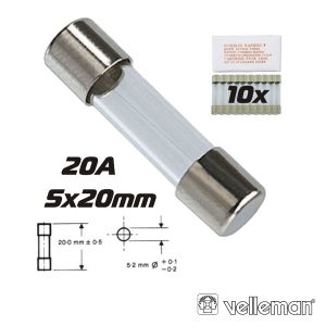 Fusível 5x20 Fusão Lenta 20a (10X) VELLEMAN - (FU20N)