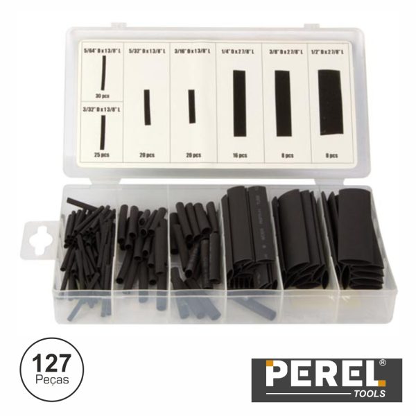 Kit Manga Termo Retráctil Preto 127x Perel - (HAS07)