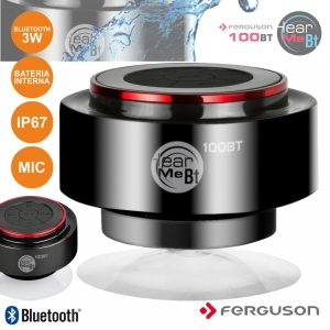 Coluna Bluetooth Portátil C/ Ventosa 3W Preto IP67 Ferguson - (HEARME)