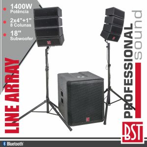 Sistema Line-Array Ativo 8 Colunas 2x4" E Sub 18" 1400W BST - (HELIOS2.1)