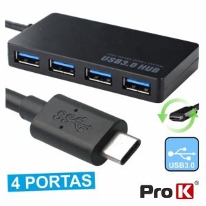 Hub USB-C 3.0 C/ 4 Portas USB PROK - (HUBUSB04)