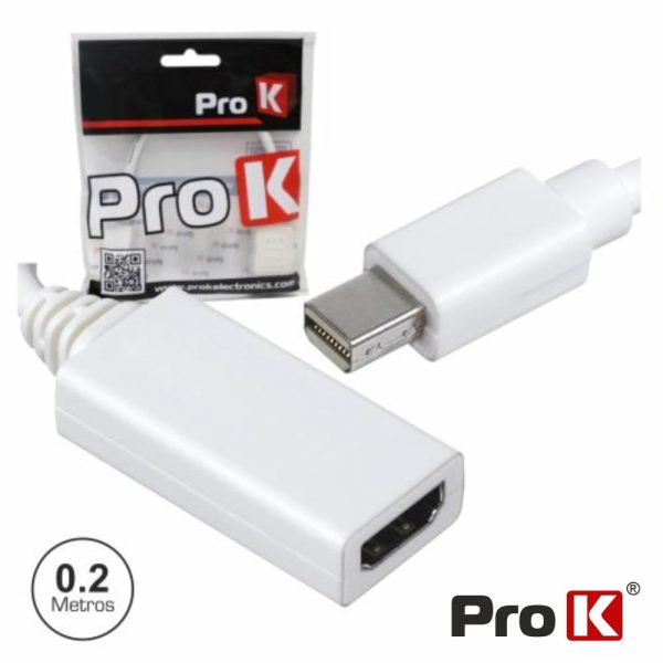 Cabo Adaptador Mini Displayport Macho / HDMI Fêmea PROK - (INF-MDISPLAYHDMI)