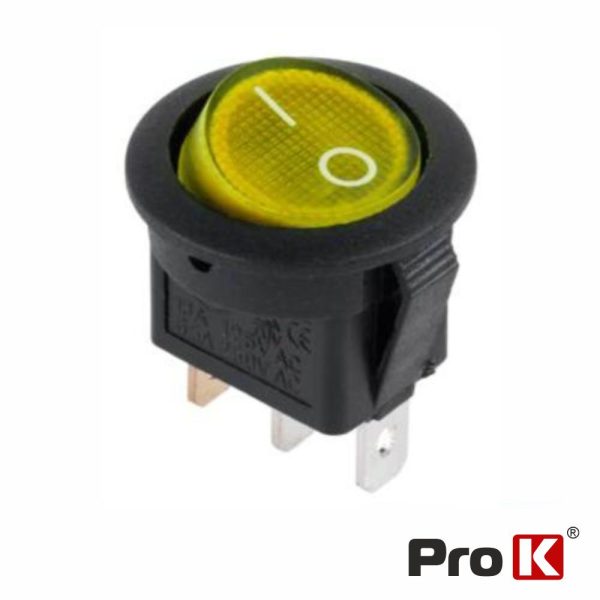 Interruptor Basculante C/ Luz 6.5A-250V Spst On-Off 25x PROK - (ITR011AM/25)