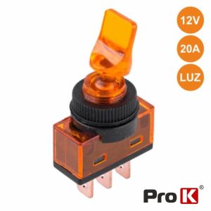 Interruptor Alavanca On-Off 20a/12V Luminoso Laranja PROK - (ITR110O)