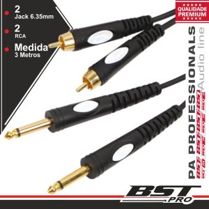 Cabo 2-Jack 6.35mm Macho / 2-Rca Macho 3m Mn BSTPRO - (JACKM/RCAM-3)