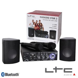 Conjunto Amplificador 2x50W 2 Colunas Mic USB/BT Ltc - (KARAOKE-STAR2MKII)