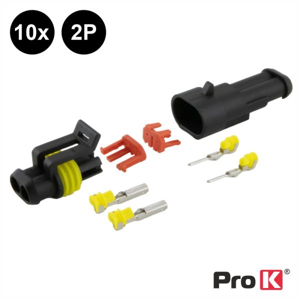 Conjunto de 10 Fichas Superseal 2P C/ Terminais IP67 PROK - (KIT-SUPERSEAL03)