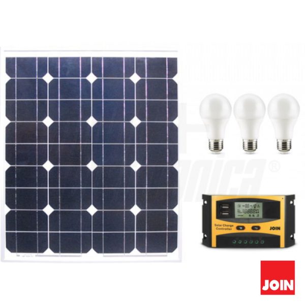 Kit Fotovoltaico 50W 12V S/ Bateria JOIN - (KIT50-SB)