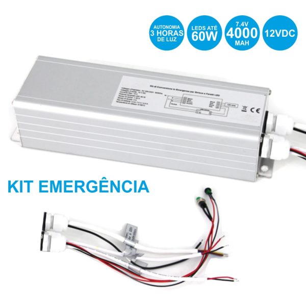 Kit Fonte Alimentação Emergência 12V P/LED - (KITEMERGENCIA04)