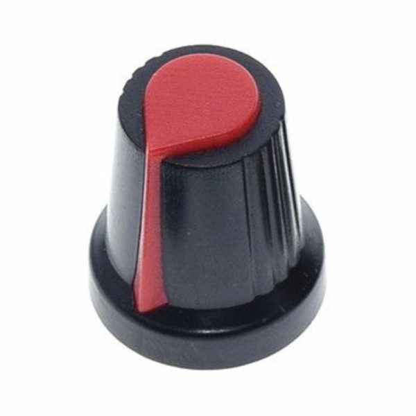 Botão P/ Potenciómetro Preto C/ Linha Vermelha 15x17mm - (KNOB070)